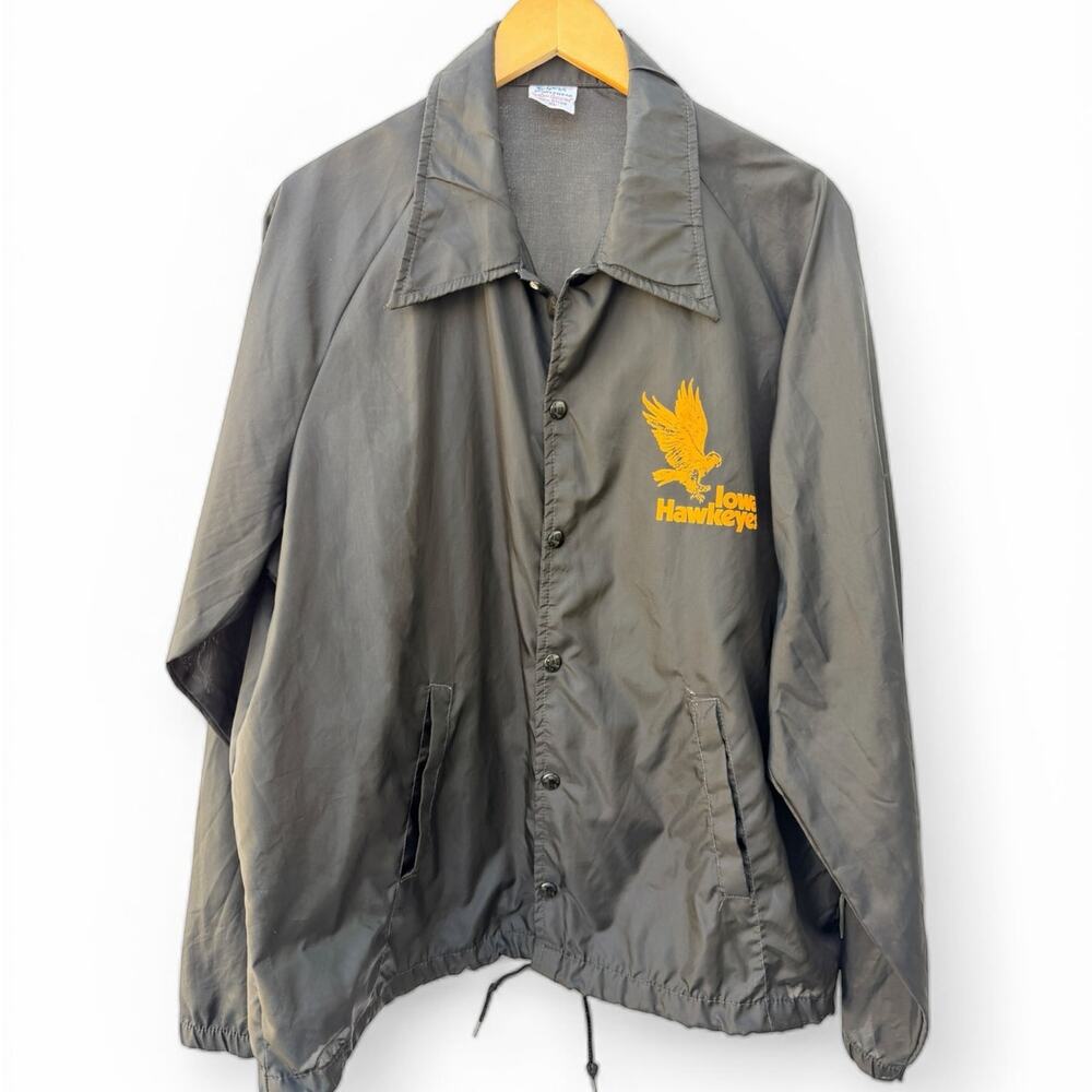 Coats, Jackets Vests vintage 80s Iowa Hawkeyes black windbreaker size XL fits L